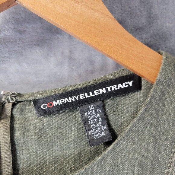 Ellen Tracy Womens Sleeveless Top 14 Green Linen Blend Workwear Classic - Picture 2 of 10